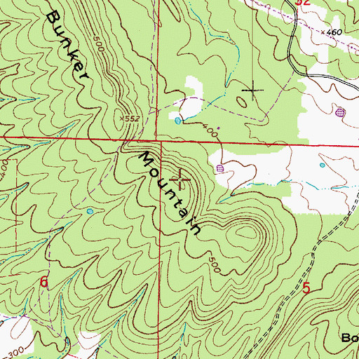 Topographic Map of Bunker Mountain, AR
