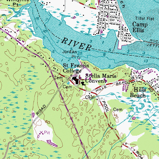 Topographic Map of Saint Francis College, ME