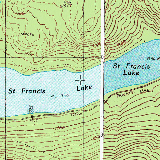 Topographic Map of Saint Francis Lake, ME