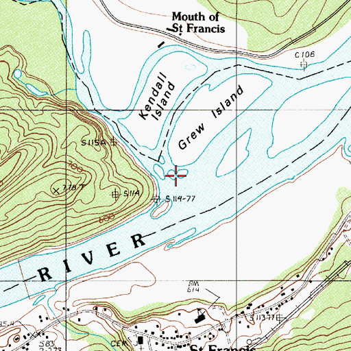 Topographic Map of Saint Francis River, ME