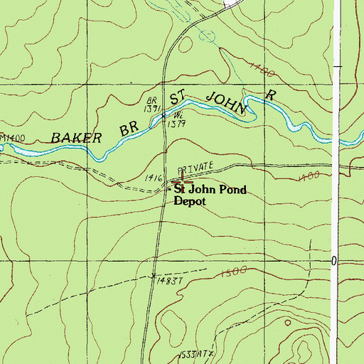 Topographic Map of Saint John Pond Depot, ME