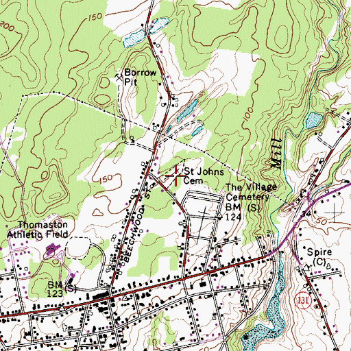 Topographic Map of Saint Johns Cemetery, ME