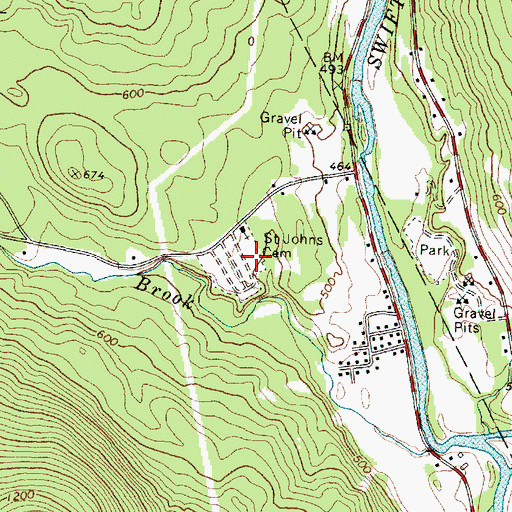 Topographic Map of Saint Johns Cemetery, ME