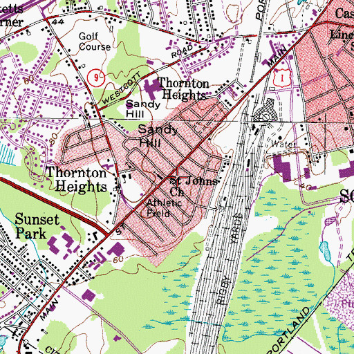 Topographic Map of Saint Johns Church, ME