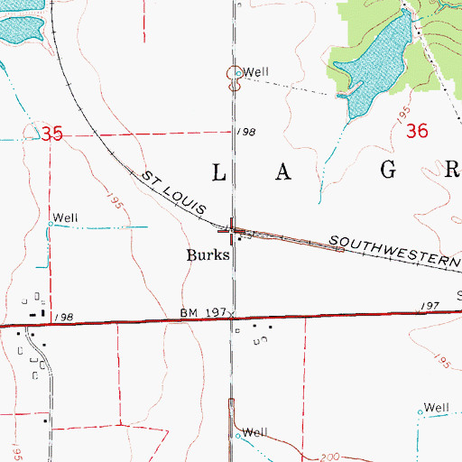 Topographic Map of Burks, AR