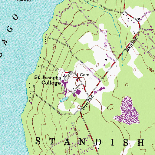Topographic Map of Saint Joseph's College of Maine, ME