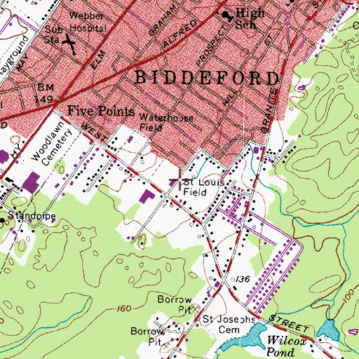 Topographic Map of Saint Louis Field, ME