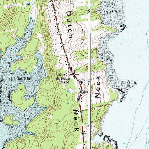 Topographic Map of Saint Pauls Chapel, ME