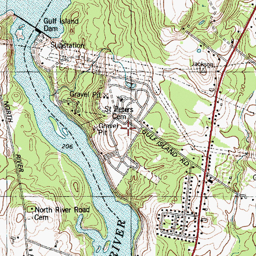 Topographic Map of Saint Peters Cemetery, ME