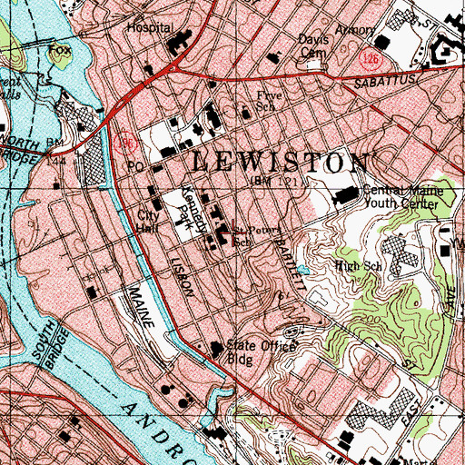 Topographic Map of Saint Peters School, ME