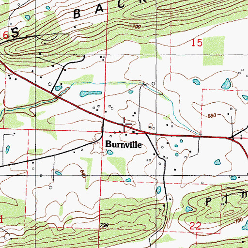 Topographic Map of Burnville, AR