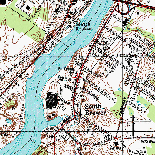 Topographic Map of Saint Teresa School, ME