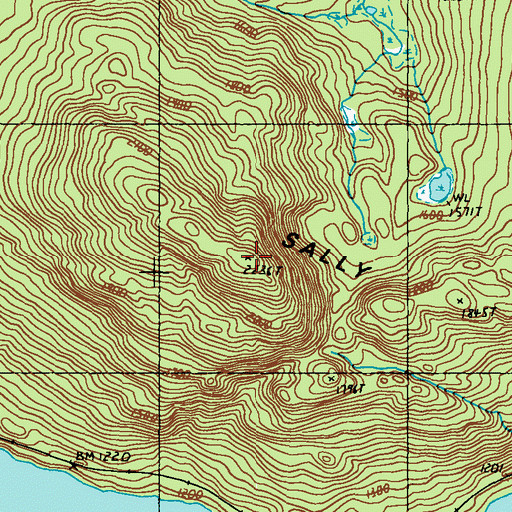 Topographic Map of Sally Mountain, ME