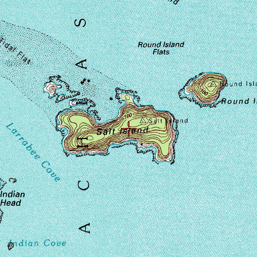 Topographic Map of Salt Island, ME