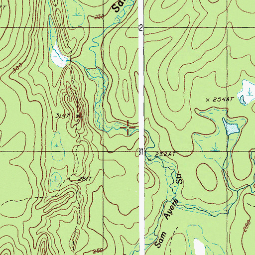 Topographic Map of Sam Ayers Stream, ME