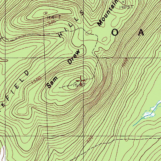 Topographic Map of Sam Drew Mountain, ME