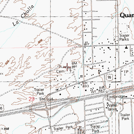 Topographic Map of Hi Jolly Monument, AZ