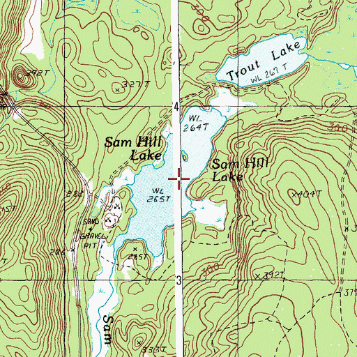 Topographic Map of Sam Hill Lake, ME