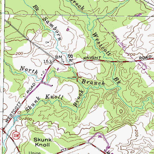 Topographic Map of Samborn Brook, ME