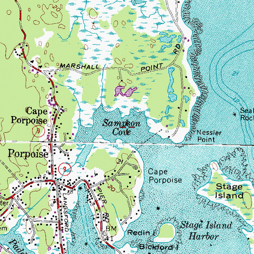 Topographic Map of Sampson Cove, ME