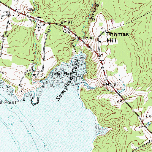 Topographic Map of Sampson Cove, ME