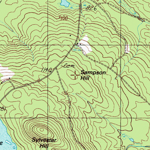 Topographic Map of Sampson Hill, ME