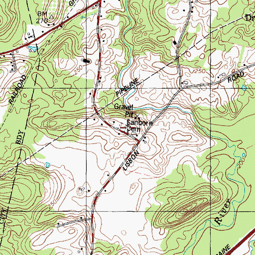 Topographic Map of Sanborn Cemetery, ME