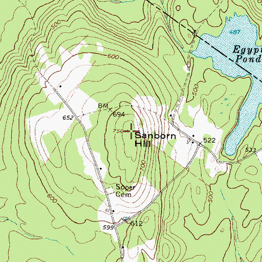 Topographic Map of Sanborn Hill, ME