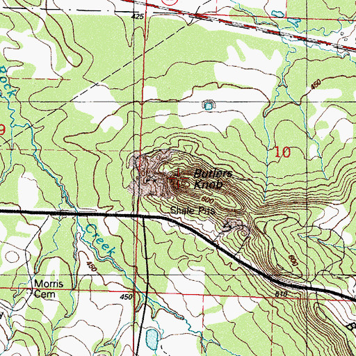 Topographic Map of Butlers Knob, AR