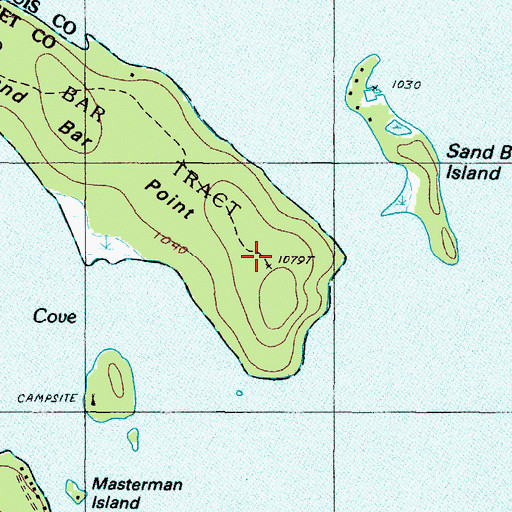 Topographic Map of Sand Bar Point, ME