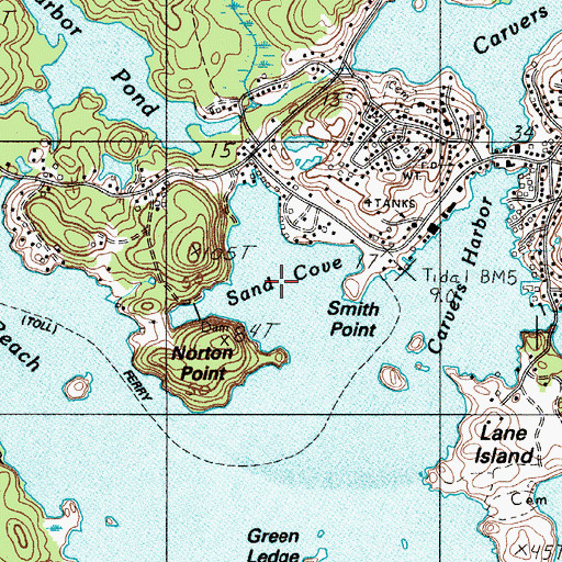 Topographic Map of Sand Cove, ME