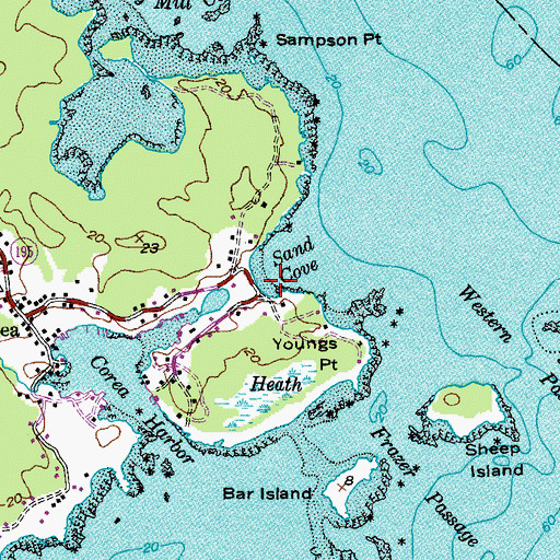 Topographic Map of Sand Cove, ME