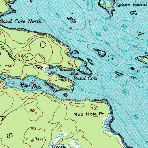 Topographic Map of Sand Cove, ME