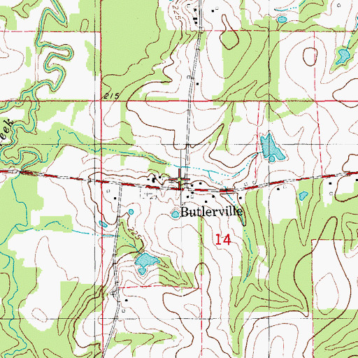 Topographic Map of Butlerville, AR