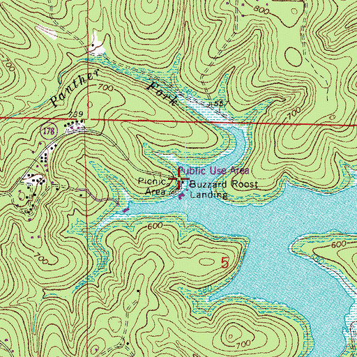 Topographic Map of Buzzard Roost Landing, AR