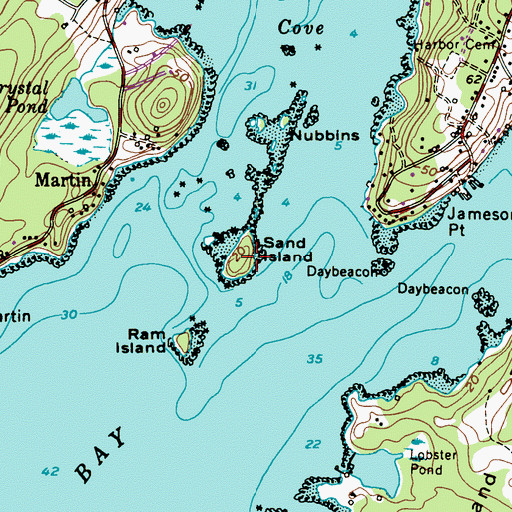 Topographic Map of Sand Island, ME