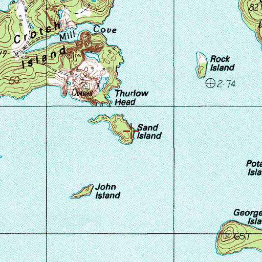 Topographic Map of Sand Island, ME
