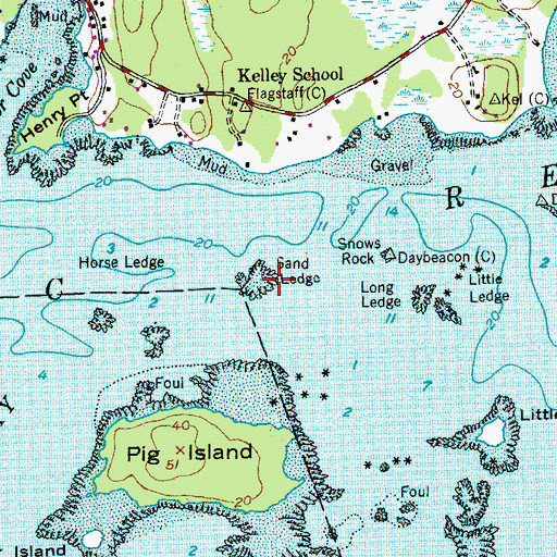 Topographic Map of Sand Ledge, ME