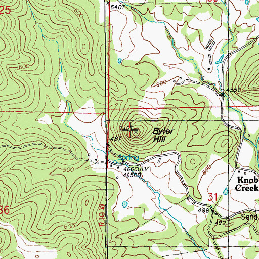 Topographic Map of Byler Hill, AR