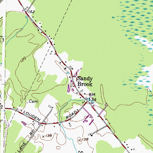 Topographic Map of Sandy Brook, ME