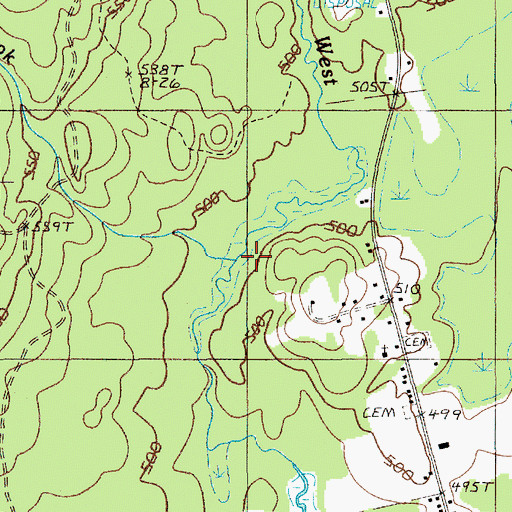 Topographic Map of Sandy Brook, ME