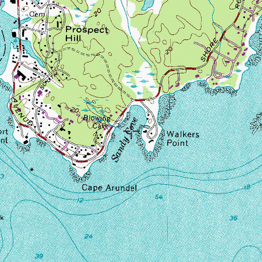 Topographic Map of Sandy Cove, ME