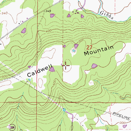 Topographic Map of Caldwell Mountain, AR