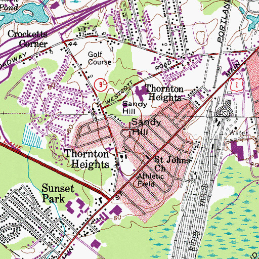 Topographic Map of Sandy Hill, ME