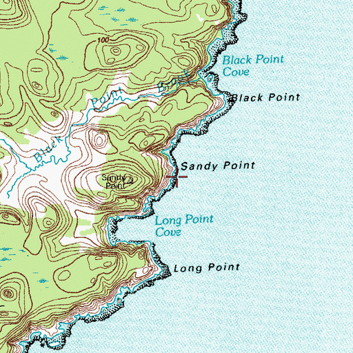 Topographic Map of Sandy Point, ME