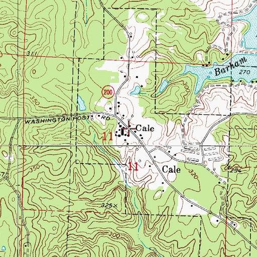Topographic Map of Cale, AR