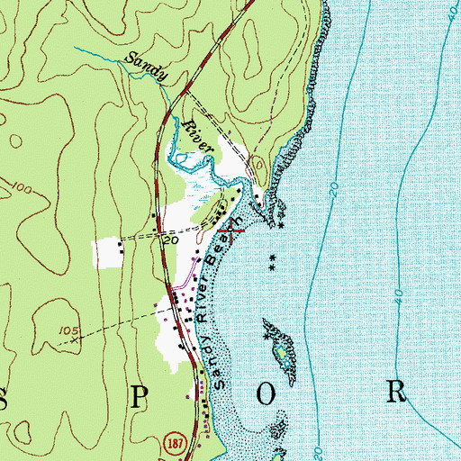 Topographic Map of Sandy River Beach, ME