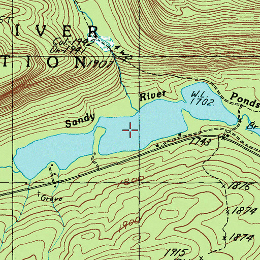 Topographic Map of Sandy River Ponds, ME
