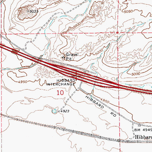 Topographic Map of Hibbard Interchange, AZ