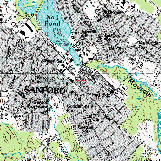 Topographic Map of Sanford, ME